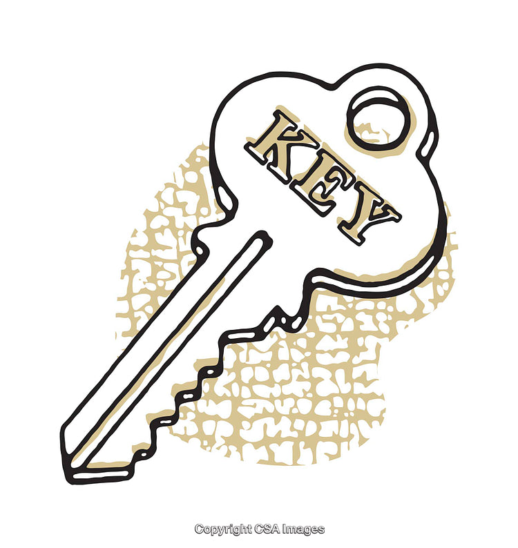 Illustrative Key Icon With Text and Textured Background Art