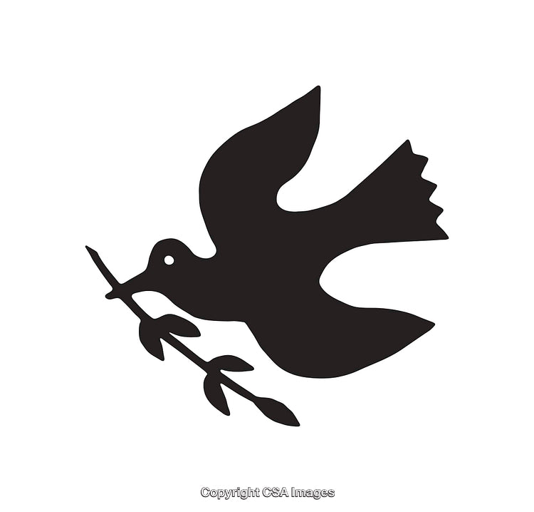 Silhouette of Dove Carrying Olive Branch Symbolizing Peace and Harmony