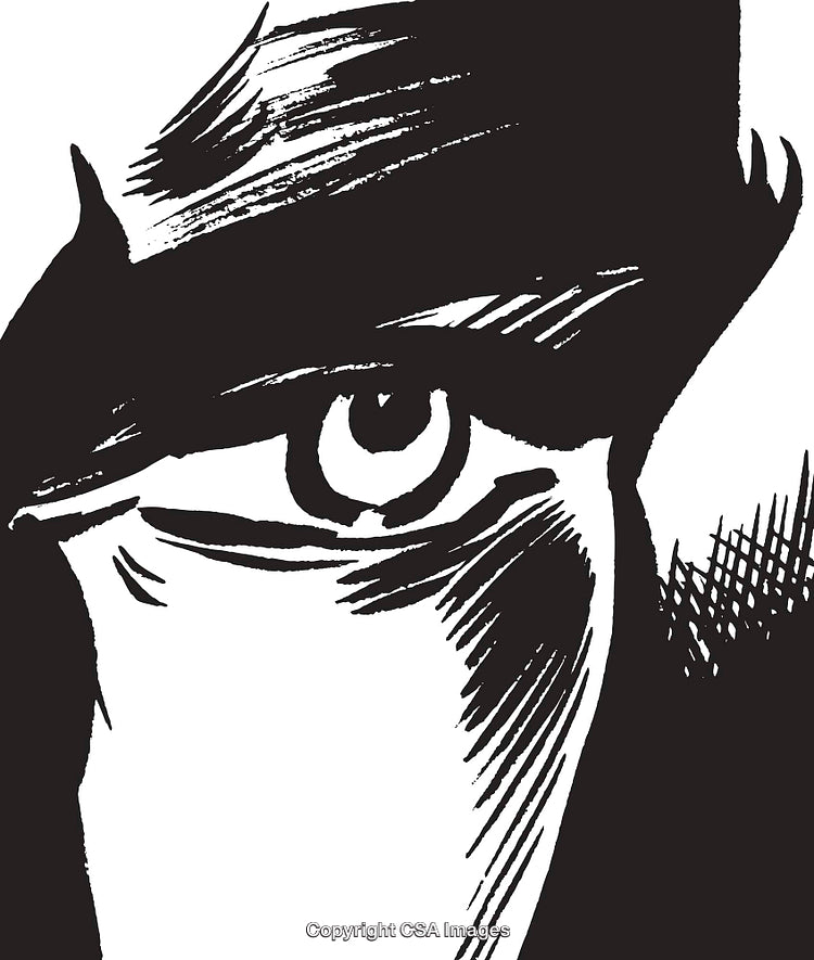 Bold Artistic Illustration of an Enigmatic Masked Eye in Black and White