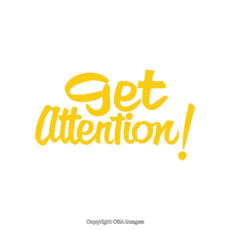 Yellow Get Attention Typography on White Background