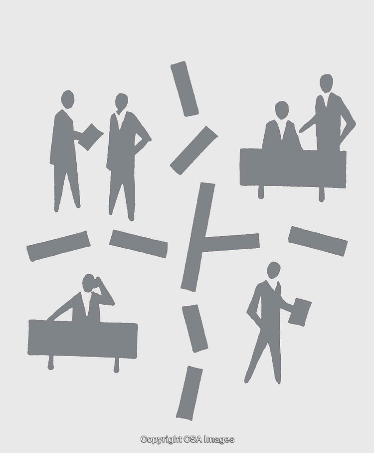 Illustration Depicting Business Teamwork and Collaboration in a Minimalist Design