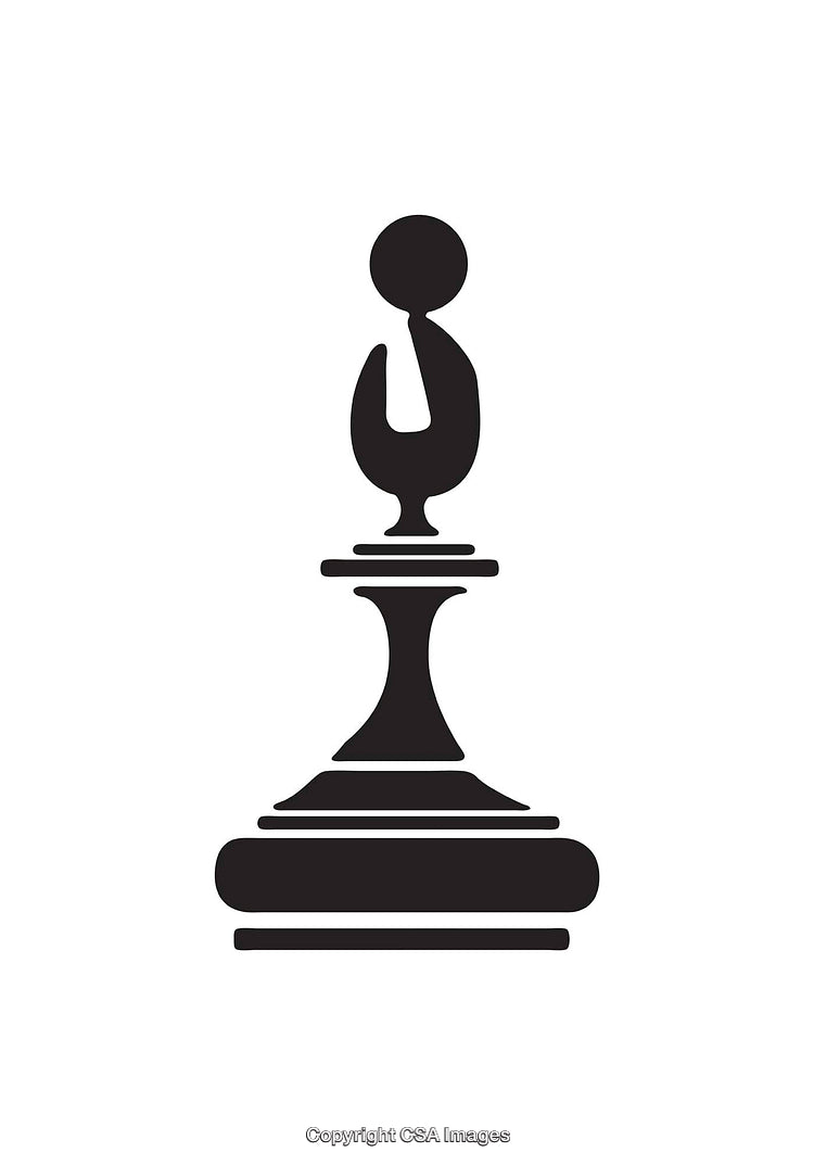 Stylized Black Silhouette Chess Pawn Icon on White Background
