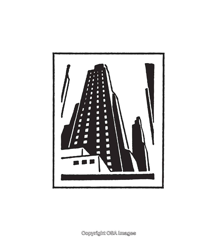 Abstract Black-And-White Illustration of Urban Skyscraper Architecture