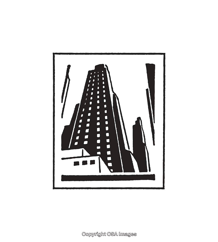 Abstract Black-And-White Illustration of Urban Skyscraper Architecture