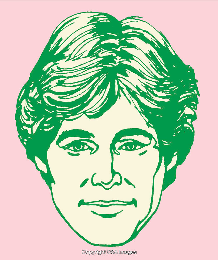 Stylized Line Art Illustration of a Face with Retro Inspired Design