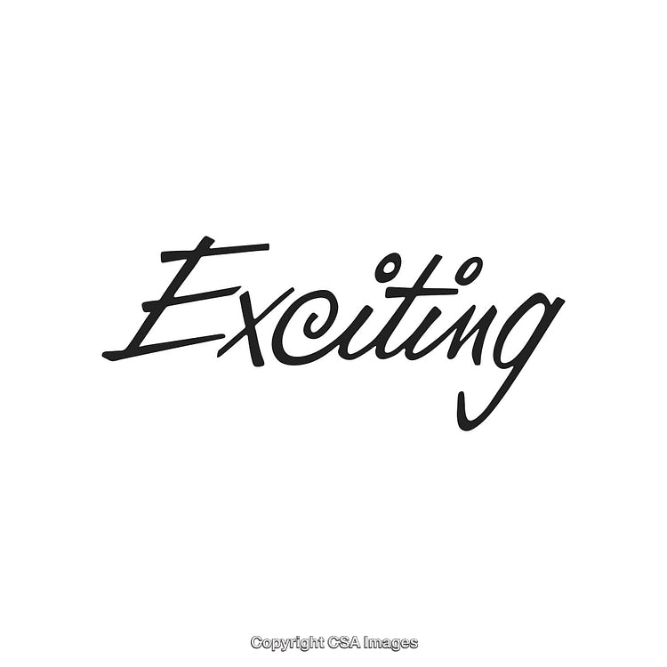 Elegant Brush-Stroke Typography Depicting Excitement in a Minimalist Black and White Design