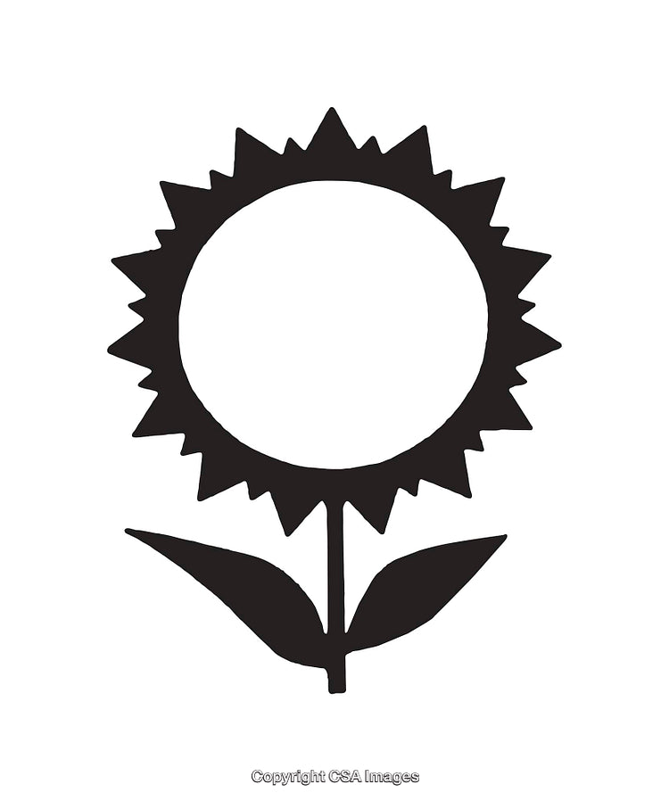 Black and White Sunflower Line Art Illustration With Simple Design