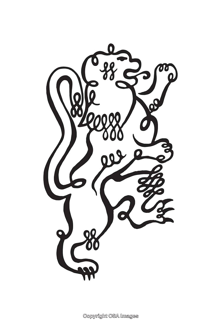 Intricate Black and White Line Art Illustration of a Stylized Lion