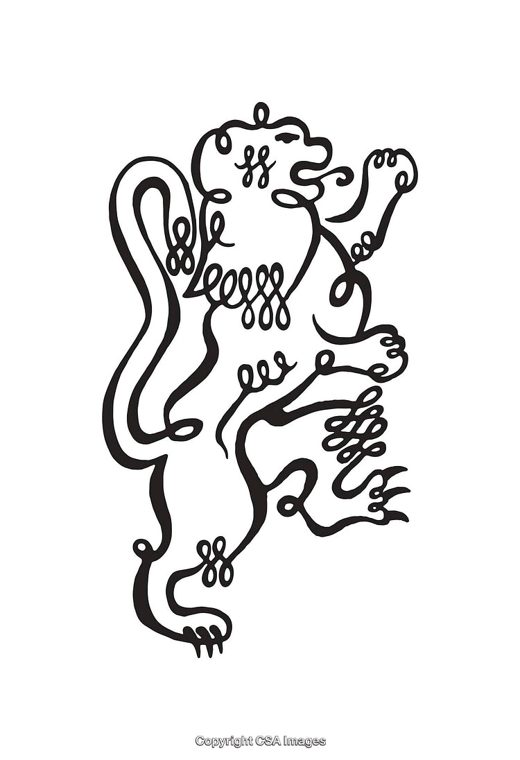Intricate Black and White Line Art Illustration of a Stylized Lion