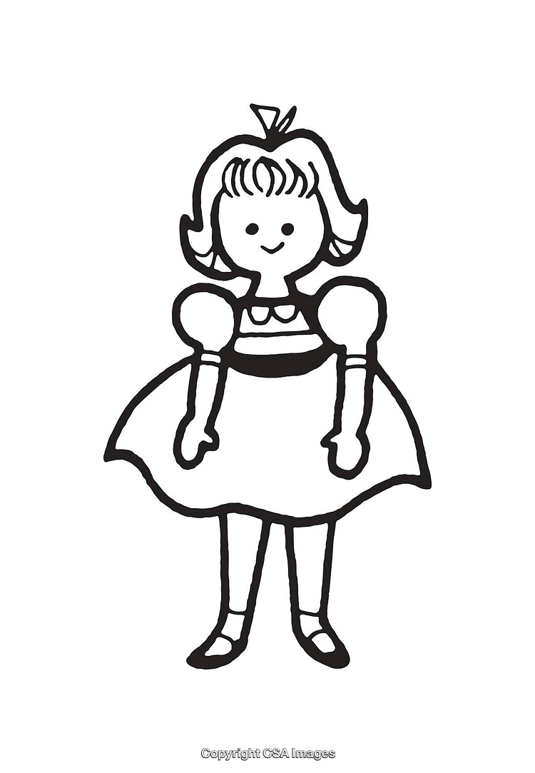 Hand-Drawn Illustration of a Charming Girl in Princess Attire