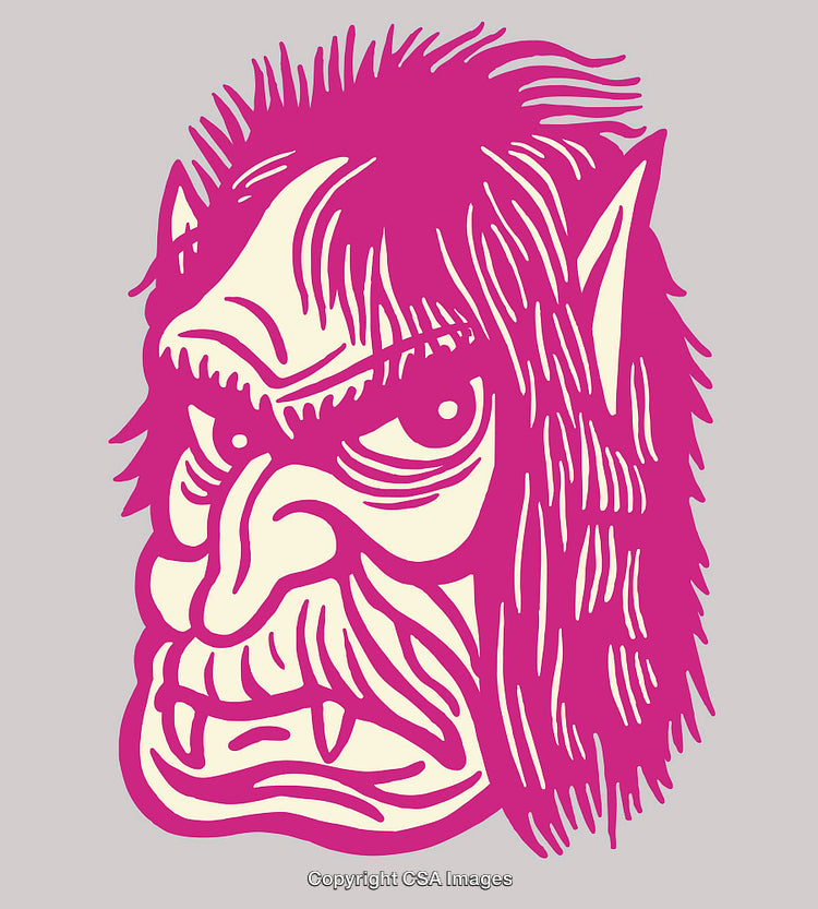 Vibrant Abstract Line Art of a Fantasy Creature with Pointed Features