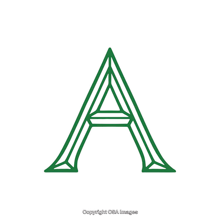 Elegant Green Outline of the Letter A on White Background
