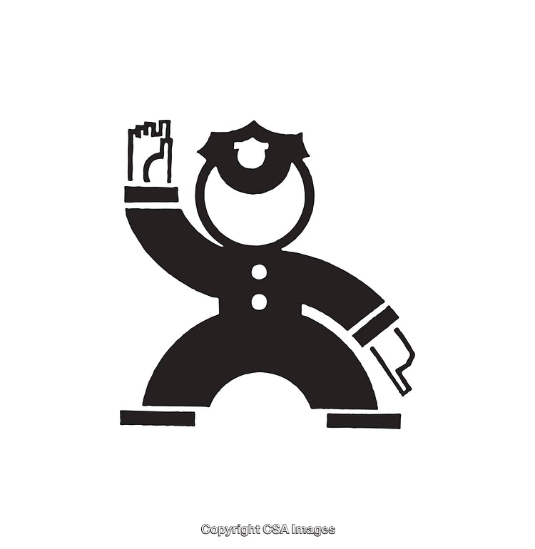 Black and White Police Officer Line Art Illustration for Design Use