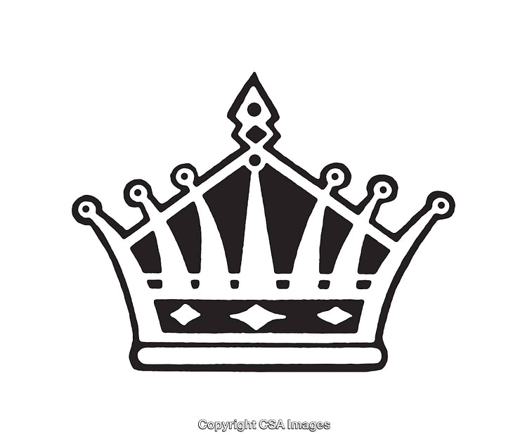 Black and White Crown Line Art Illustration with Elegant Details