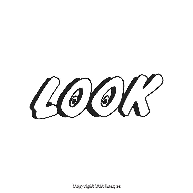 Creative Typography Design of the Word 'Look' with Stylized Text