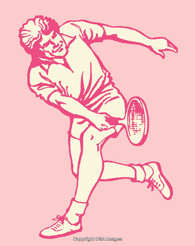Dynamic Pink Line Art of a Tennis Player in Action