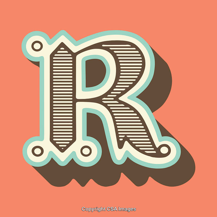 Stylized Retro Capital Letter R in a Bold Graphic Design