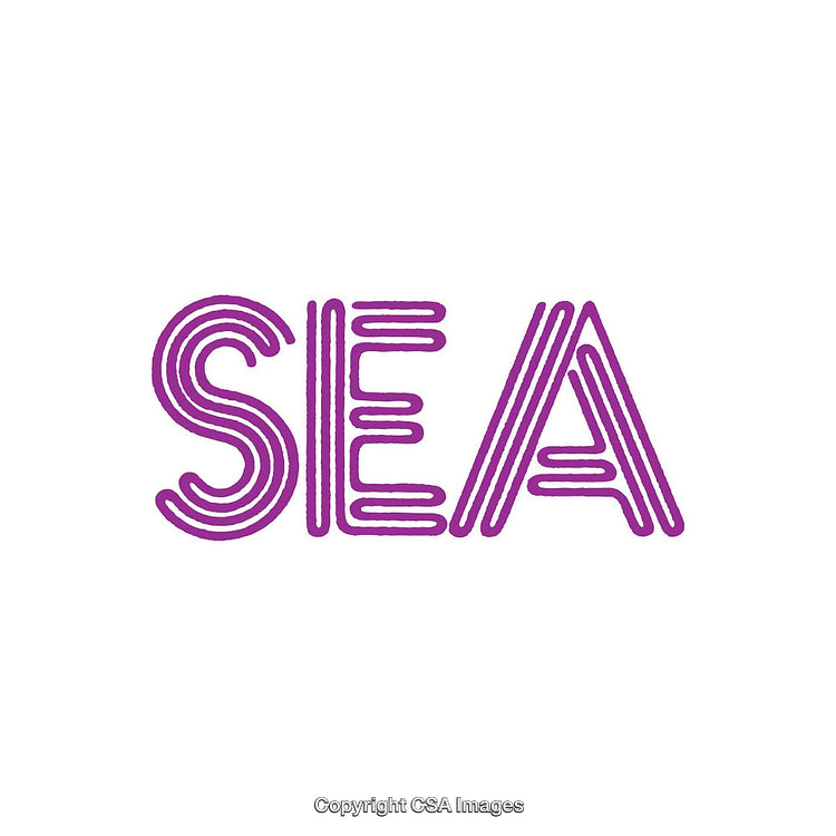 Purple Typographic Art Spelling 'SEA' in a Stylish Text Design
