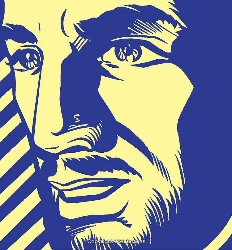 Pop Art Inspired Portrait With Bold Yellow and Blue Design Elements