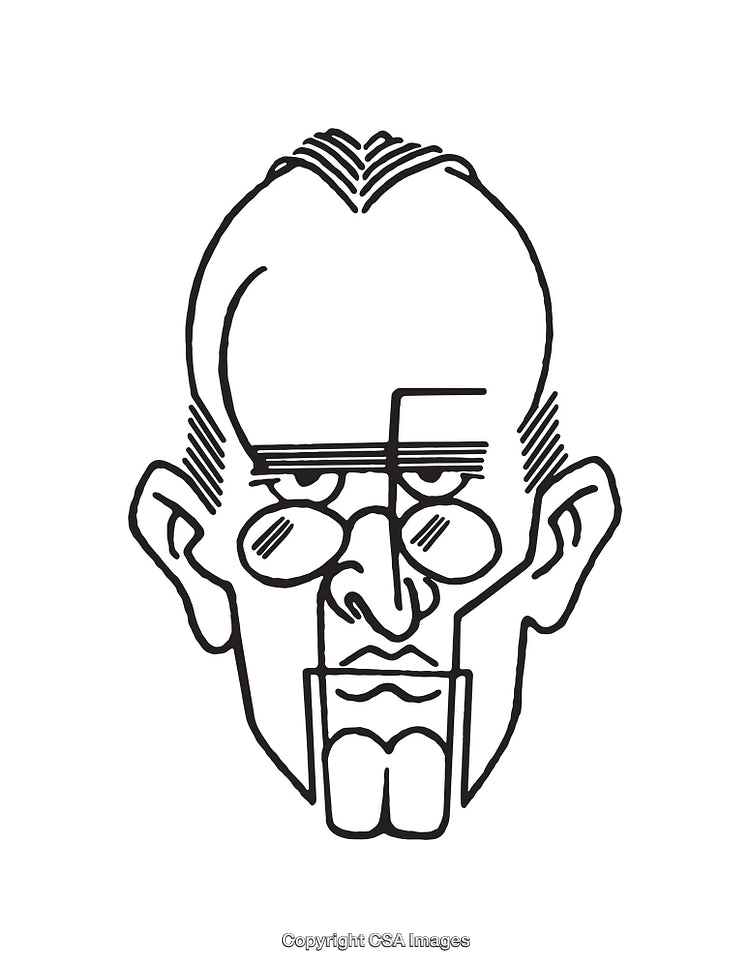 Minimalist Black and White Line Art Illustration of a Character's Face