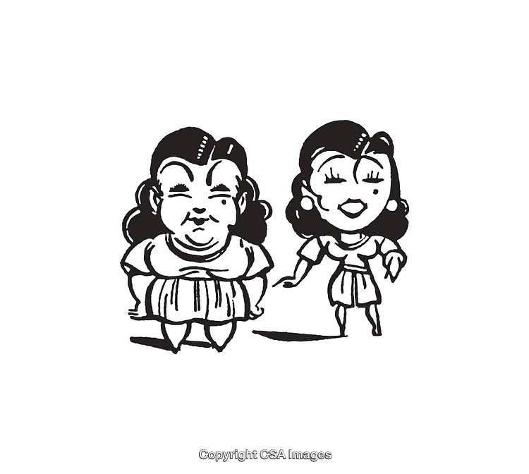 Black and White Line Art Illustrations of Two Unique Characters