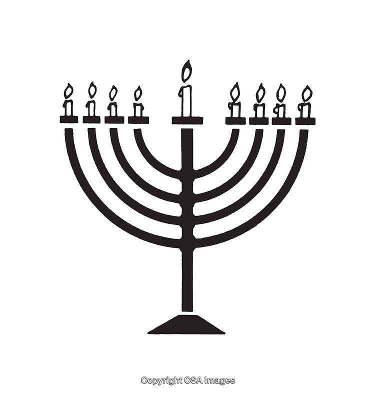 Black and White Icon of a Lit Hanukkah Menorah