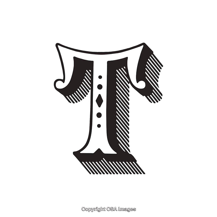 Intricate Vintage Letter T Illustration with Decorative Patterns and Texture