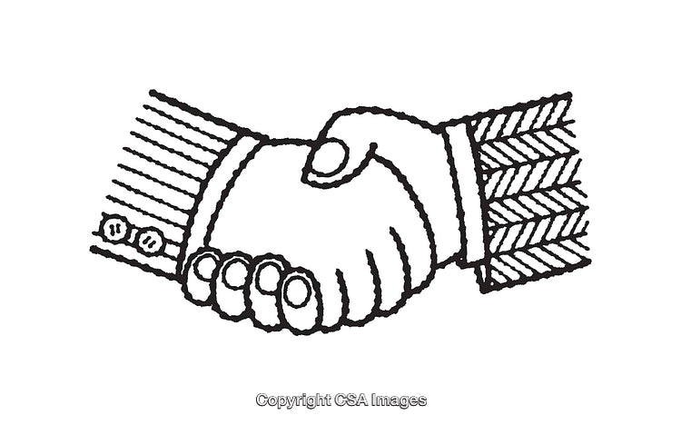 Black and White Handshake Illustration Symbolizing Agreement and Partnership