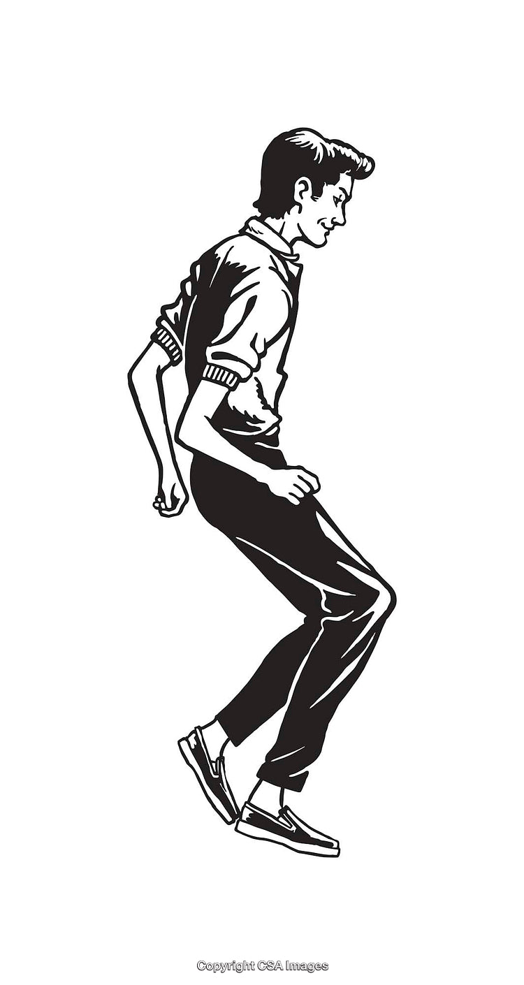 Black and White Line Art Illustration of a Person in Motion