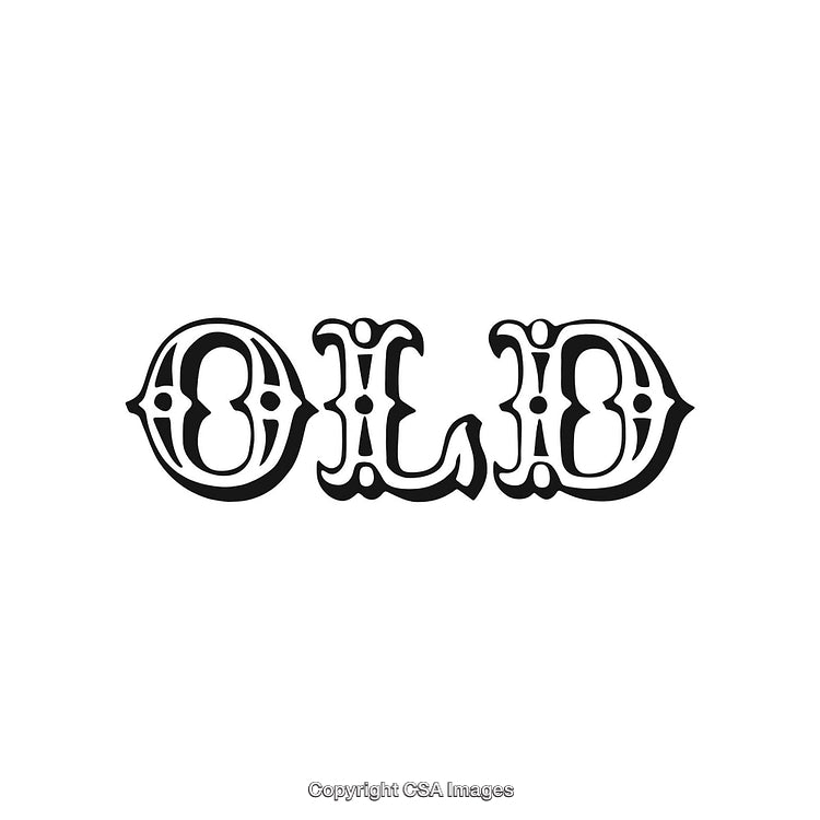 Vintage Typography Design with Decorative Ornamental Style Lettering in Black and White