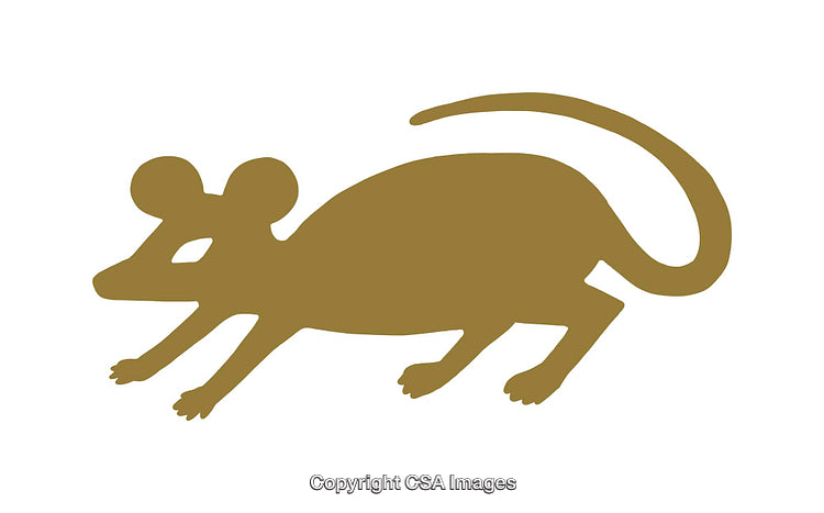 Golden Mouse Silhouette Icon in Minimalist Graphic Design Style