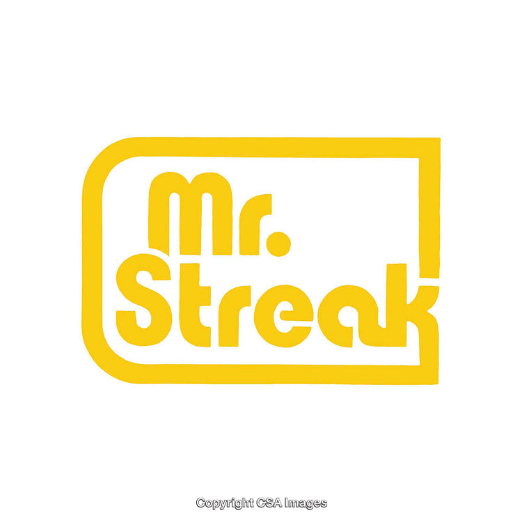 Yellow Minimalist Mr. Streak Logo Design on a White Background