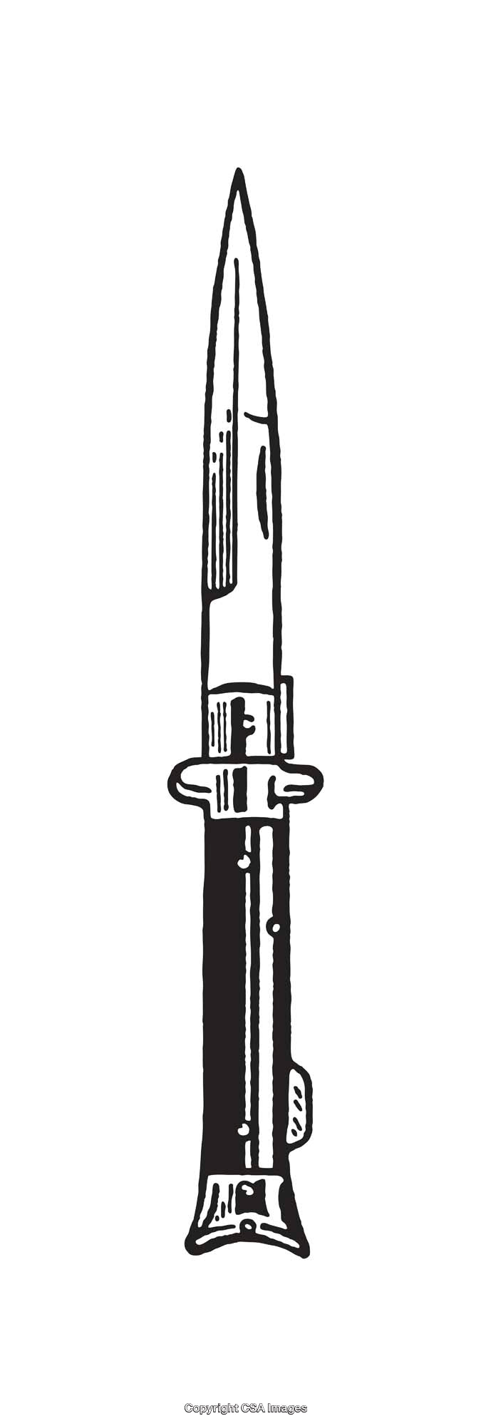 Detailed Black and White Illustration of Vintage Folding Knife