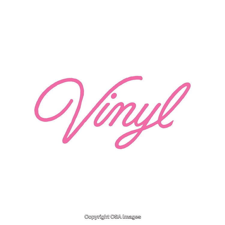 Pink Script Vinyl Text on Bright White Background