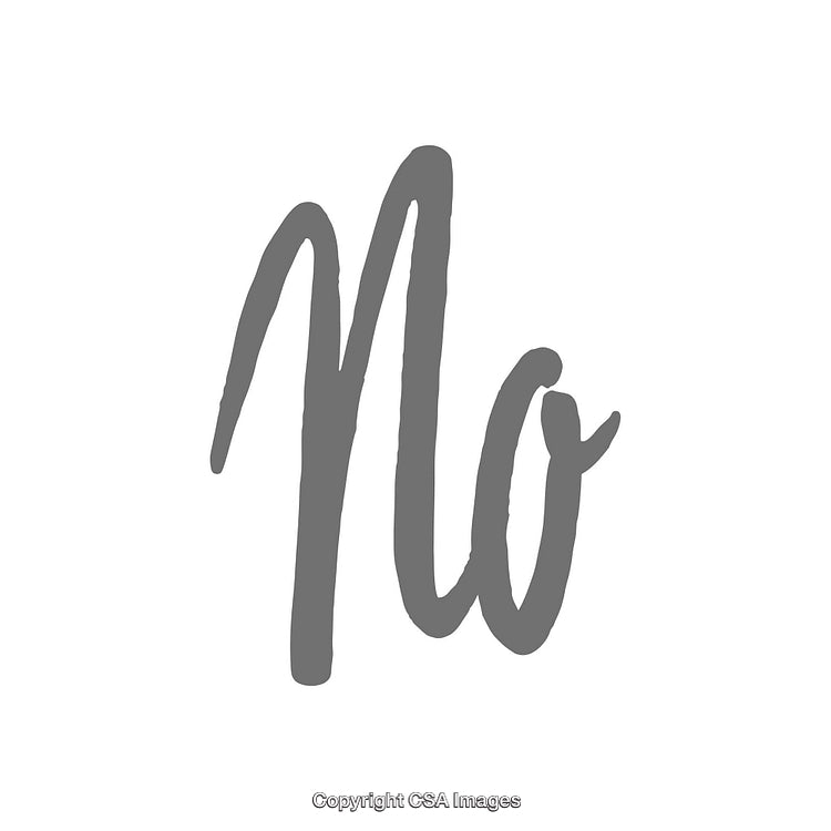 Minimalistic Handwritten 'No' Text on White Background