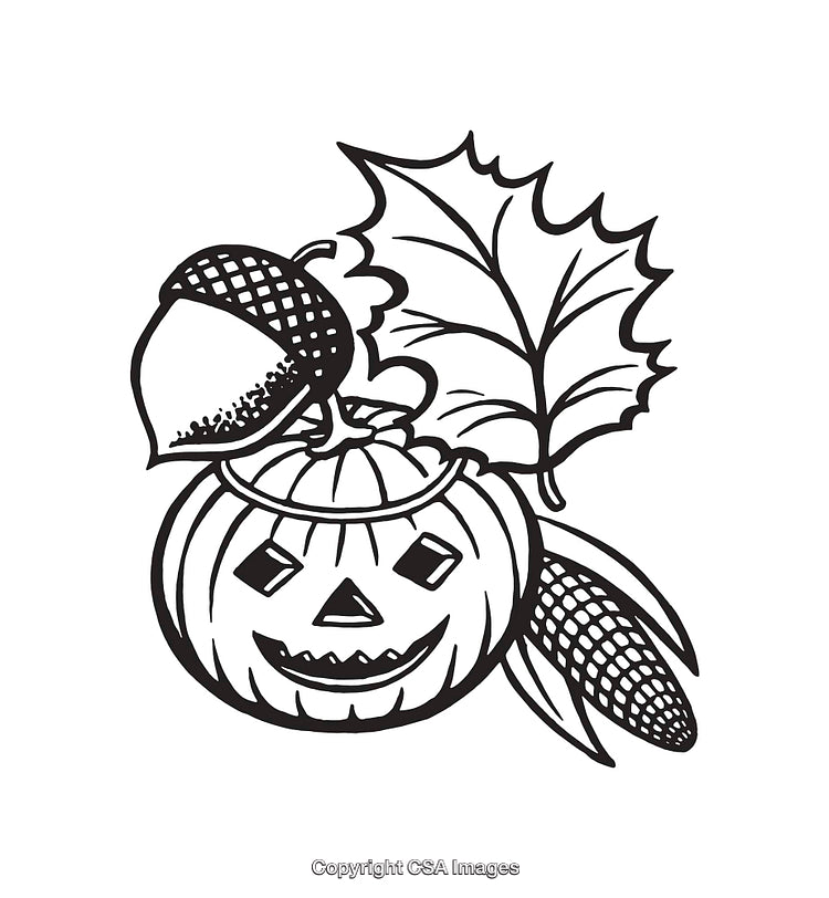 Autumn Inspired Black and White Line Art Illustration with Seasonal Elements
