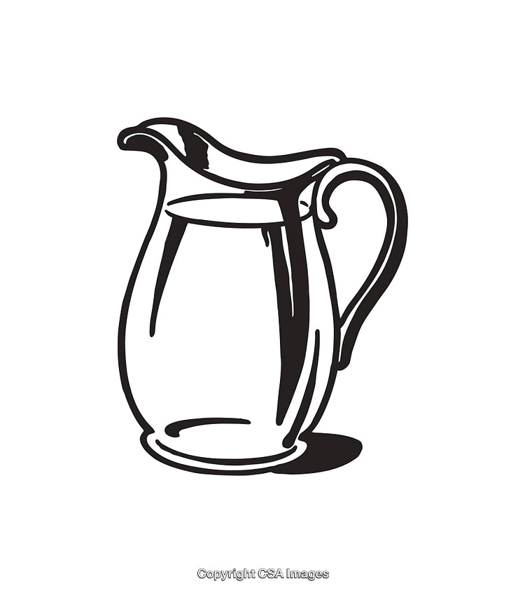 Black and White Line Art of a Simple Pitcher Illustration