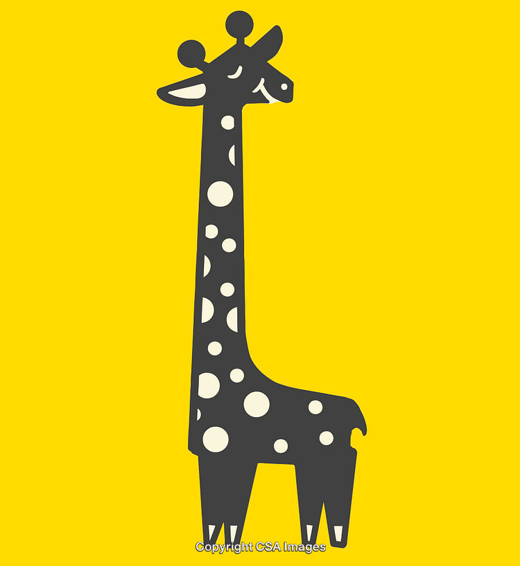 Playful Giraffe Illustration on Yellow Background for Children’s Design