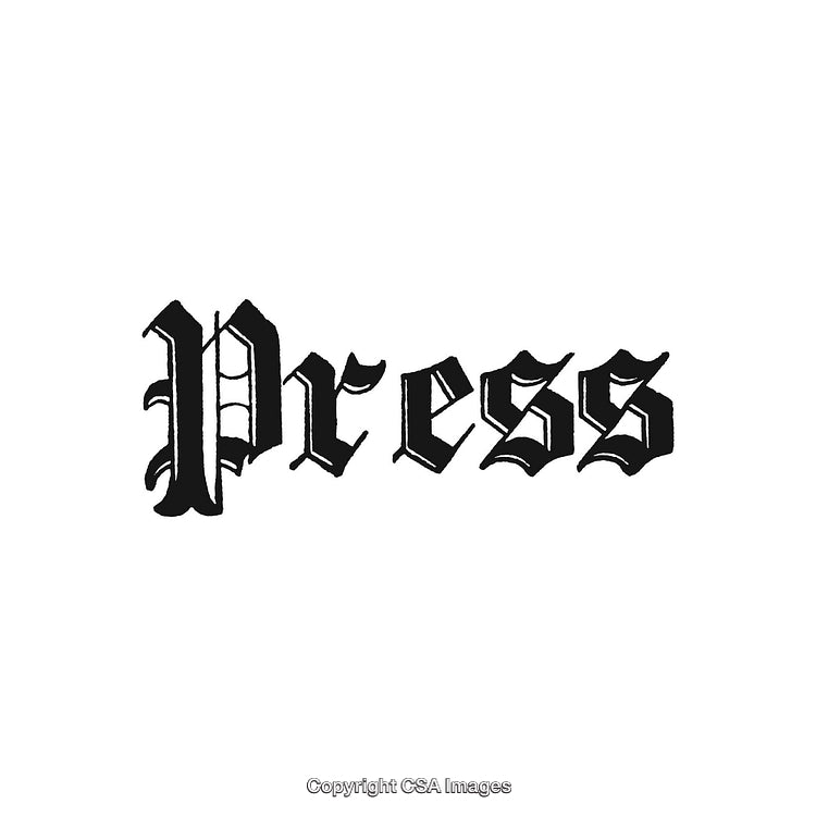 Vintage Typography Design Featuring the Word “Press” in Blackletter Font Style
