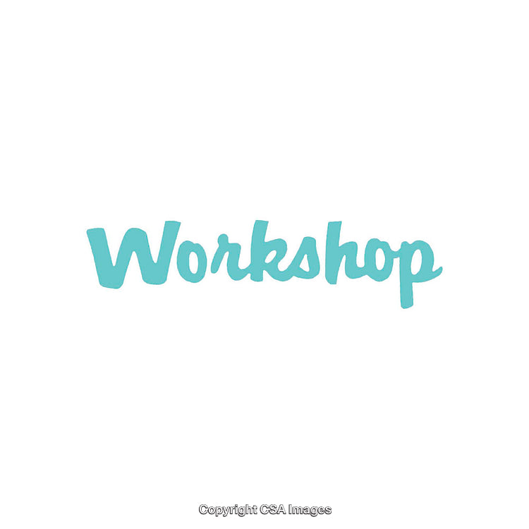 Workshop Typography Design Featuring Stylish Font on White Background