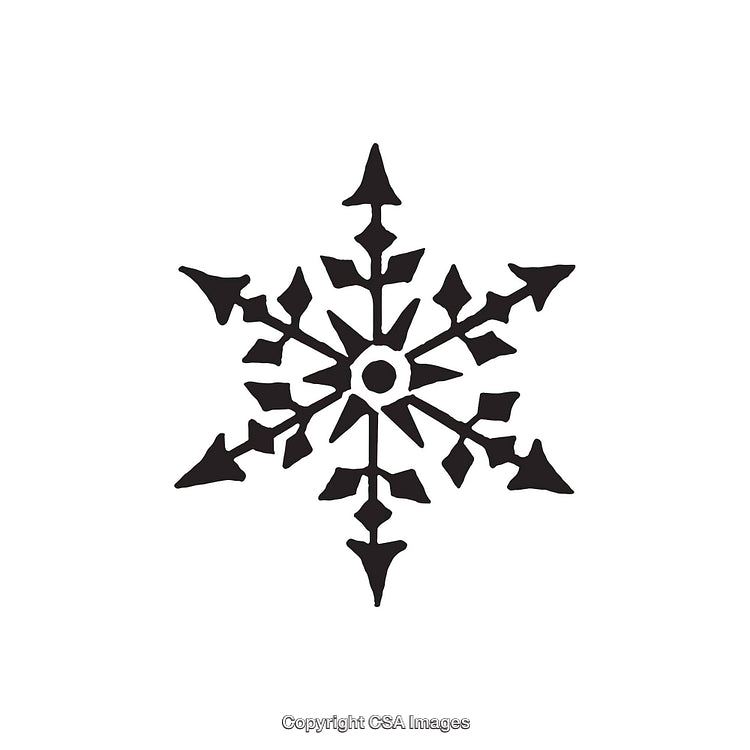 Elegant Black and White Snowflake Icon Drawing on White