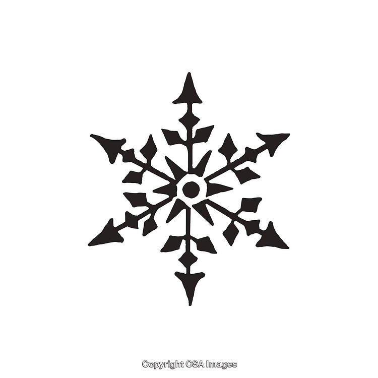 Elegant Black and White Snowflake Icon Drawing on White