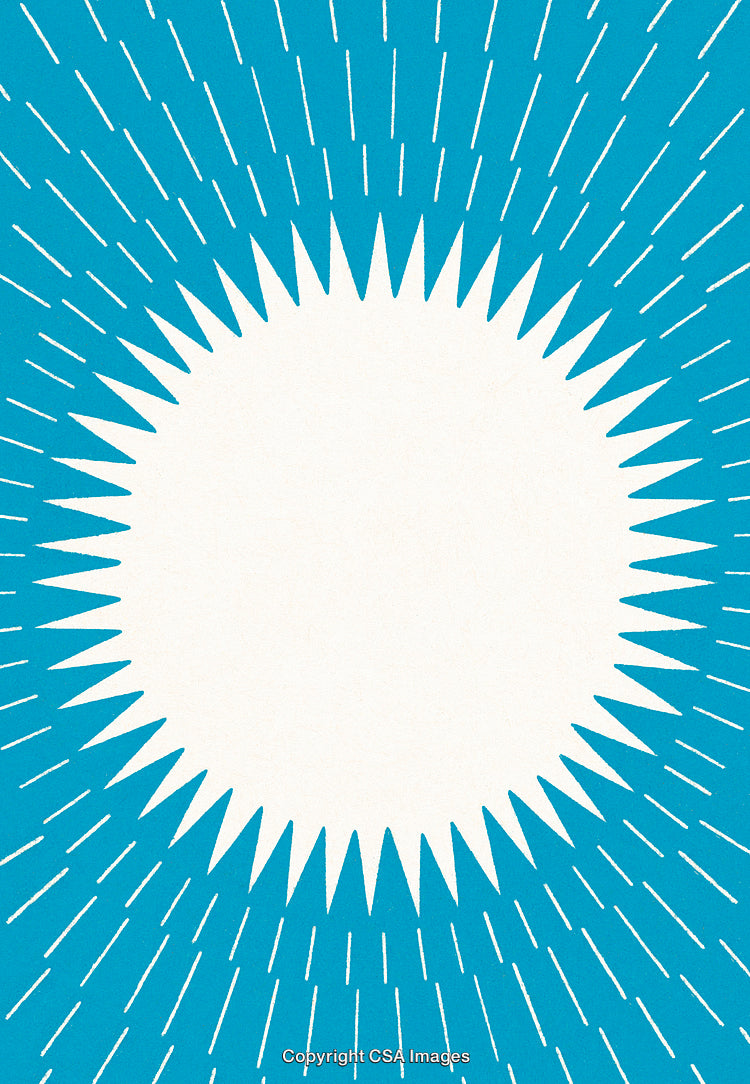 Abstract Blue Illustration with Radiating Lines and a Central White Shape