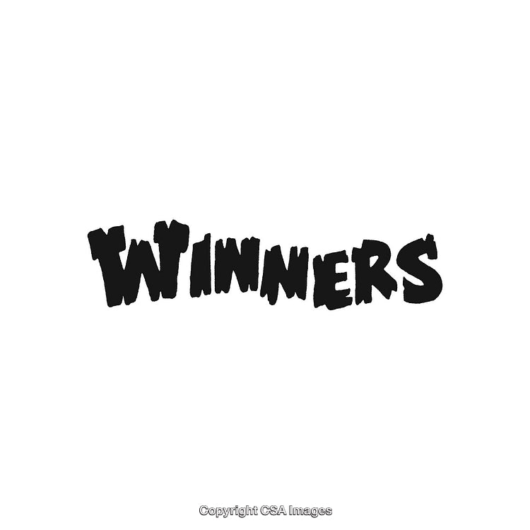 Bold Hand-Drawn Winners Text in Capital Letters on a White Background