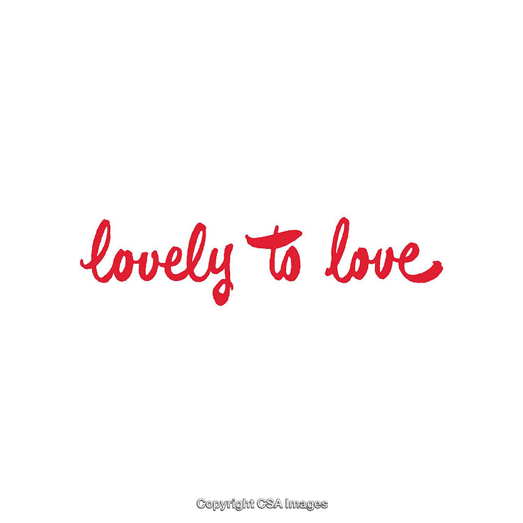 Red Handwritten Text Saying 'Lovely to Love' on White Background