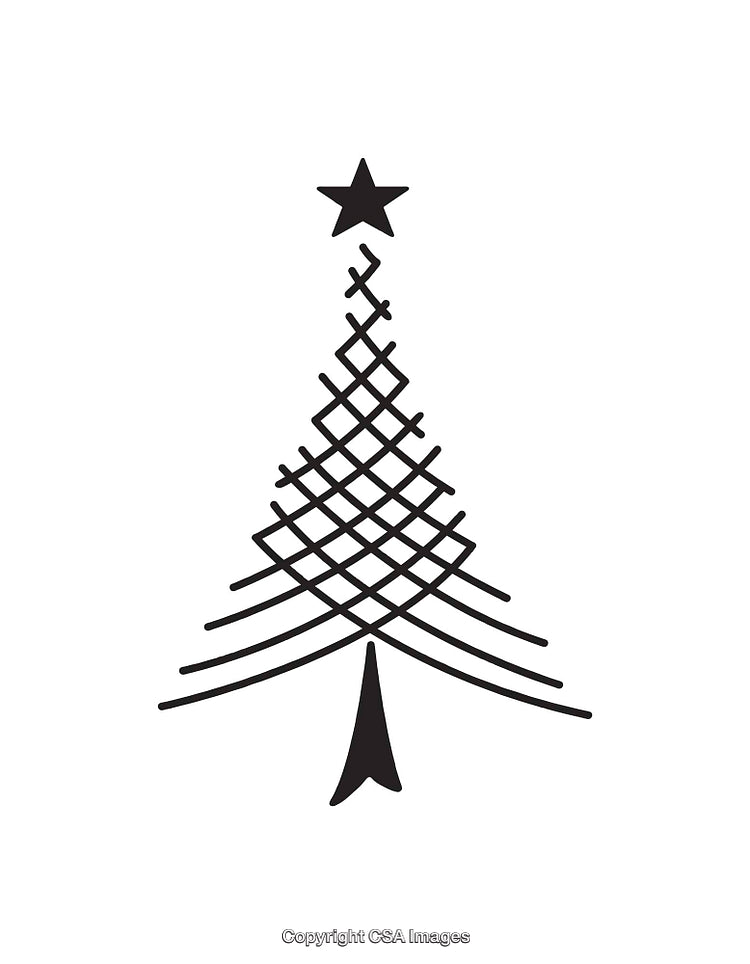 Black and White Geometric Christmas Tree With Modern Lines