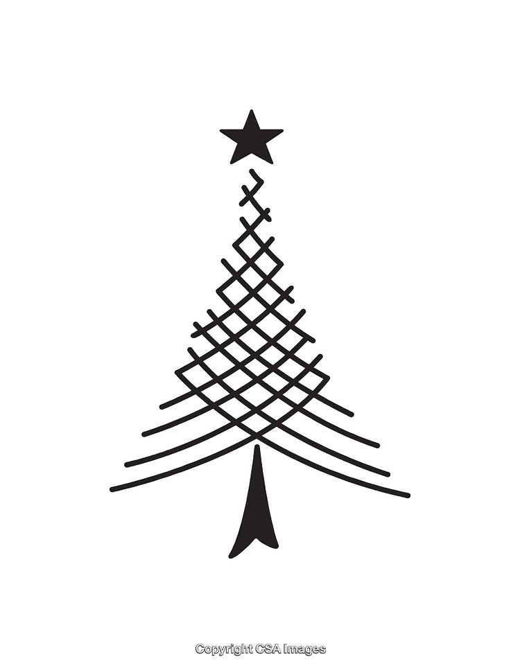 Black and White Geometric Christmas Tree With Modern Lines