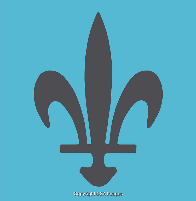 Elegant Fleur-de-Lis Symbol on Blue Background in Minimalist Style