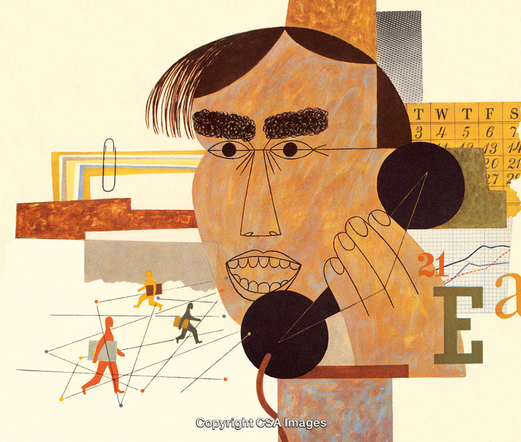 Abstract Collage Illustrating Communication, Networking, and Business Dynamics
