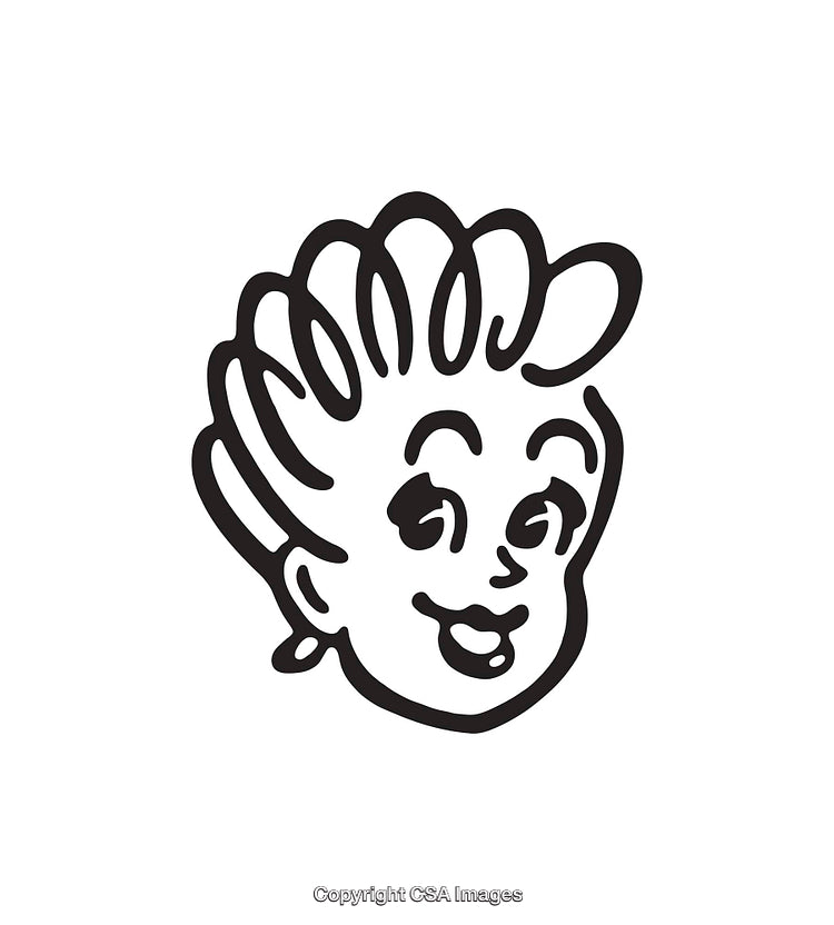 Playful Black and White Line Art of Smiling Cartoon Face